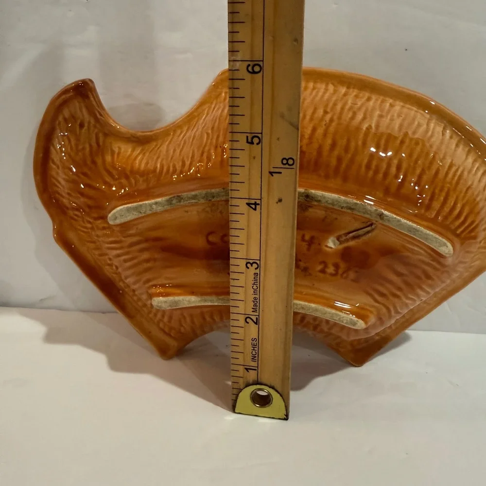 Vintage California Pottery Drip Glaze Atomic MCM Orange USA Hippy Ashtray Bowl
